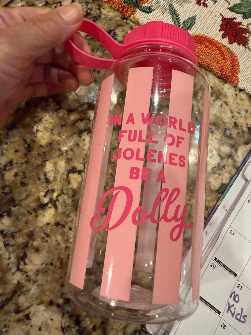 Pink 'Be a Dolly' Motivational Water Bottle - 33 oz Dolly Parton